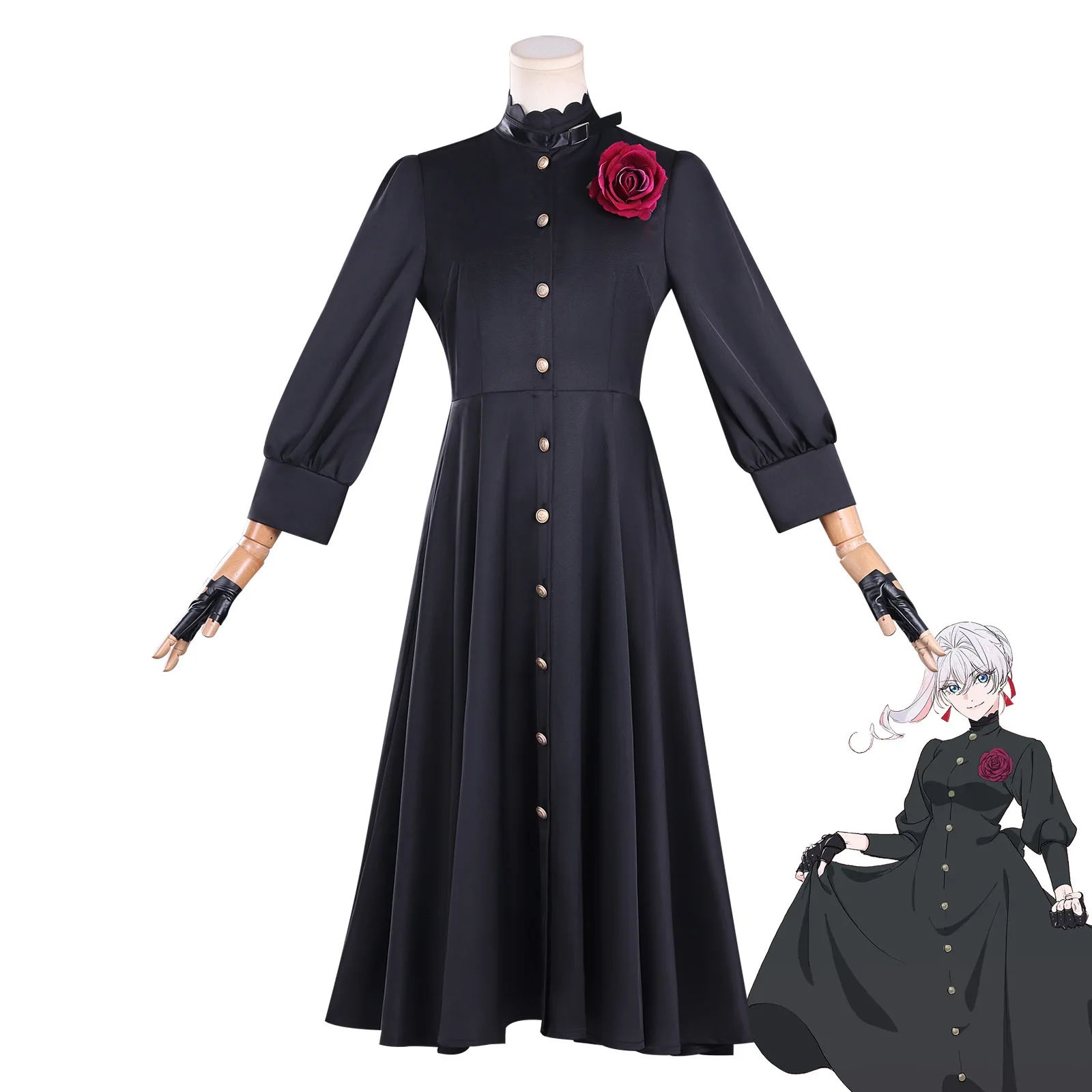 

May I Ask For One Final Thing Scarlet El Vandimion Sleeve Button Up Long Dress Autumn Woman Clothing Lolita Christmas Costumes