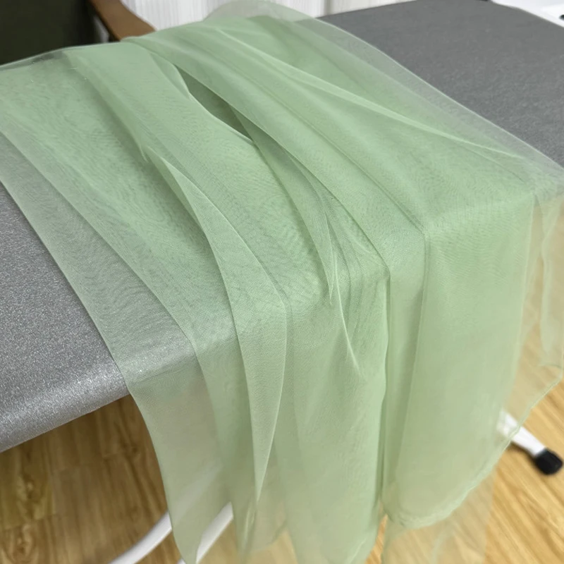 Kain Tulle Lembut Warna Hijau Alpukat Putih Lebar 160cm untuk Tirai Perayaan Pernikahan, Pakaian, Tata Letak Jaring, Benang, Bahan Jahit DIY
