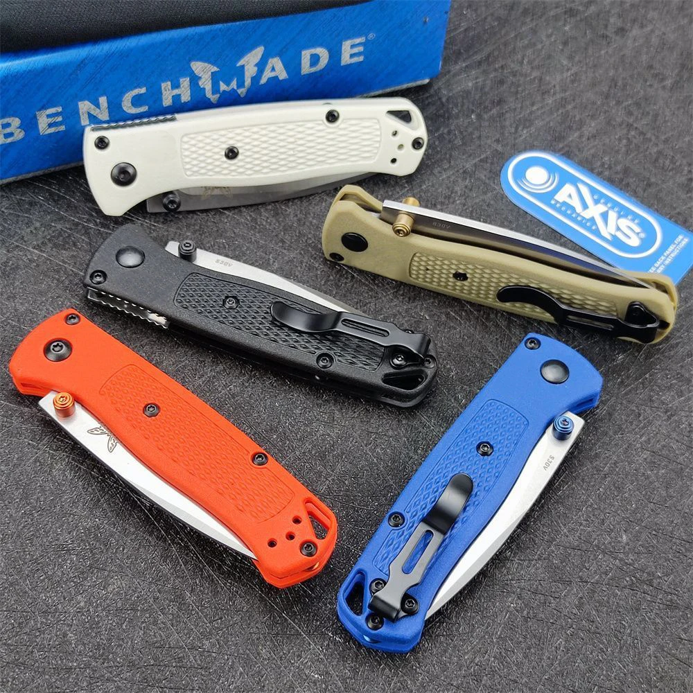 Mini Bugout 533 Pocket Folding Knife S30V Drop Point Plain Blade Nylon Wave Fiber Handle Survival Camping EDC Knives