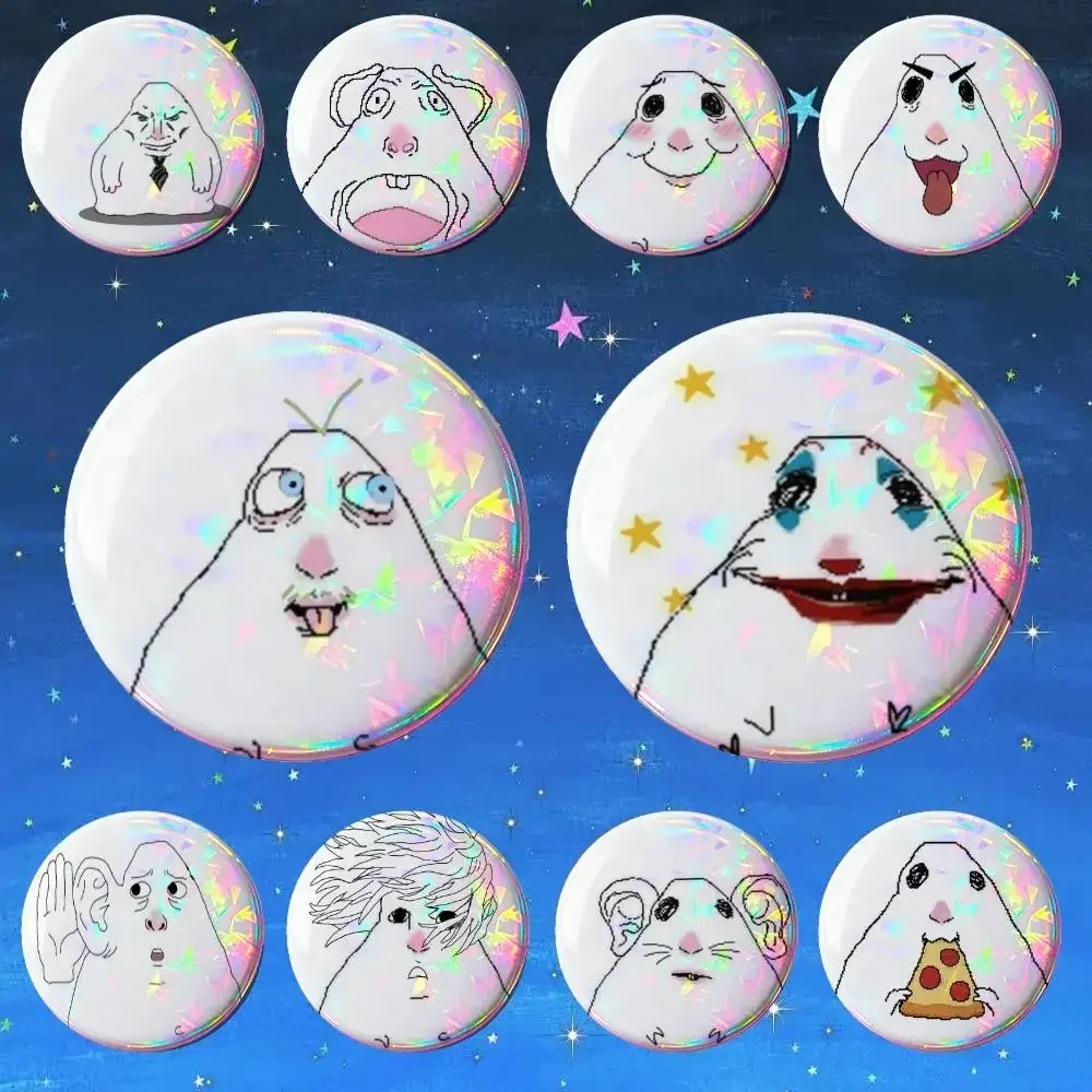 Creative Funny Hamster Meme Enamel Pins Cute Cartoon Animal Badges Handmade Round Brooch for Clothes Backpack Accessories