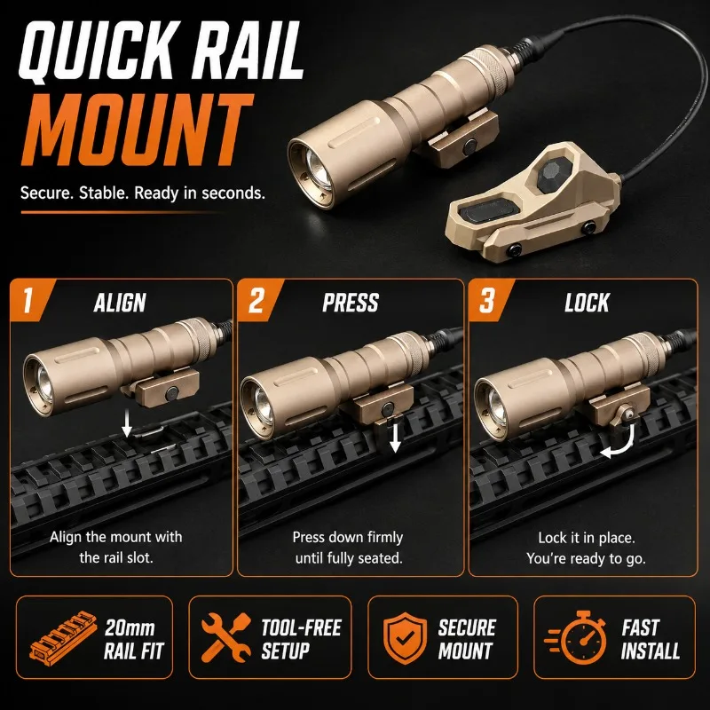 Durable Alloy PLH‑V2 High‑power Torch Light, Rail‑fit Flashlight With Remote Control Switch Hobby Display Kit