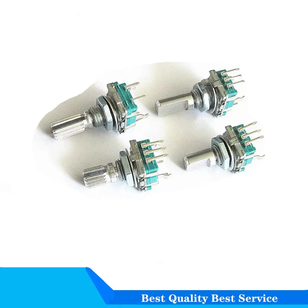 10PCS/LOT 20 Position 360 Degree Rotary Encoder EC11 w Push Button 5Pin Handle Long 15/20MM With A Built In Push Button Switch