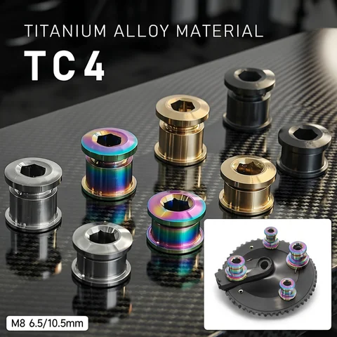 4/5PCS Titanium Alloy Chainring Bolts Single Double Chainring Screws Mountain Road MTB Bike Crank Bolts 6.5/10.5mm Parts