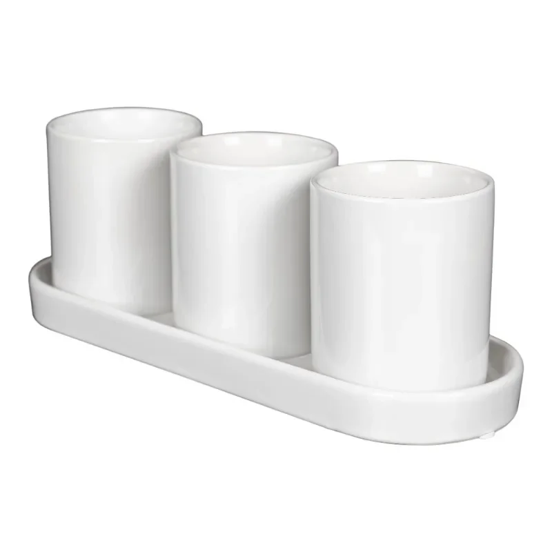 Mainstays White Ceramic 11in x 3.75in x 4in Herb Plant Planter