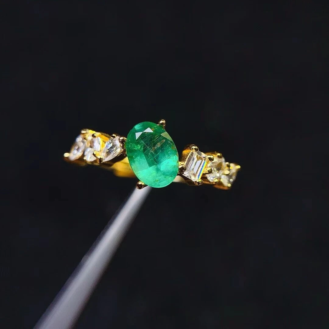 Los anillos de mujer de alta gama KJJEAXCMY adoptan esmeralda colombiana Natural, proceso de chapado en plata S925, transparente de alta definición