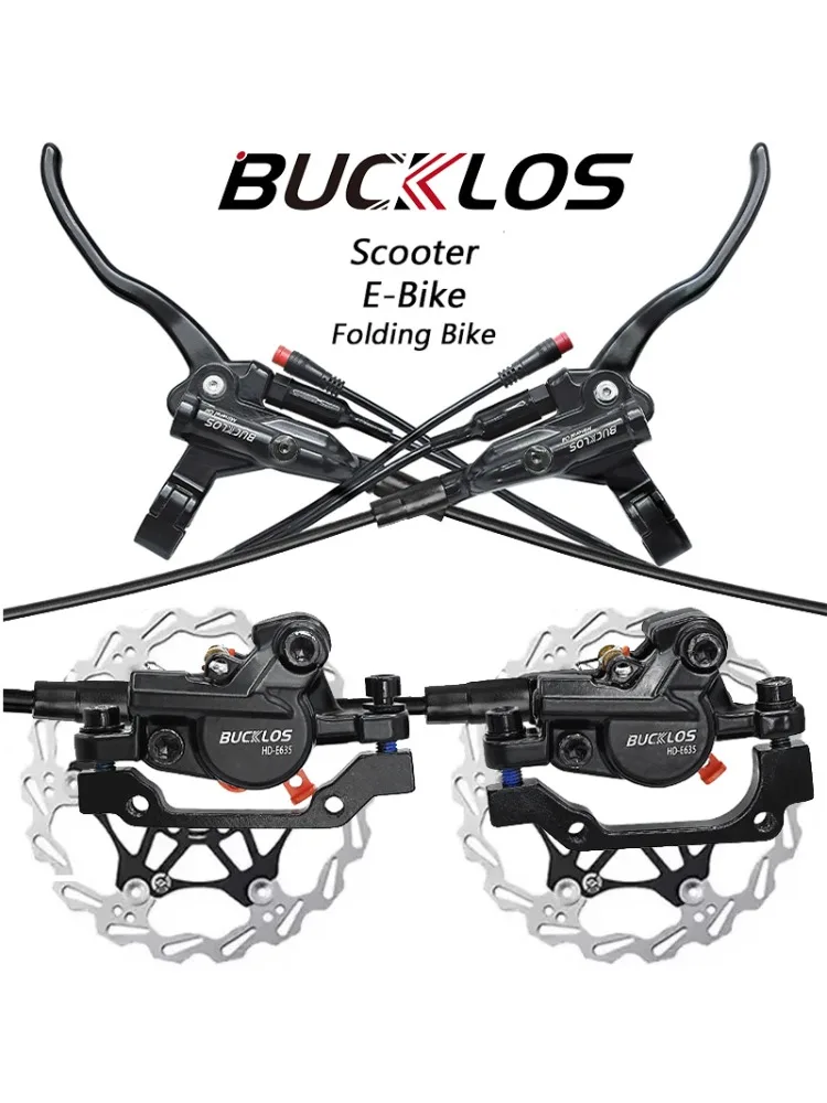 AliExpress BUCKLOS Bicycle Hydraulic Brake Set 2 Pistons Power Off Mountain Bike Disc Brake 1100/1800mm Disc Brakes for E-Bike Scooter