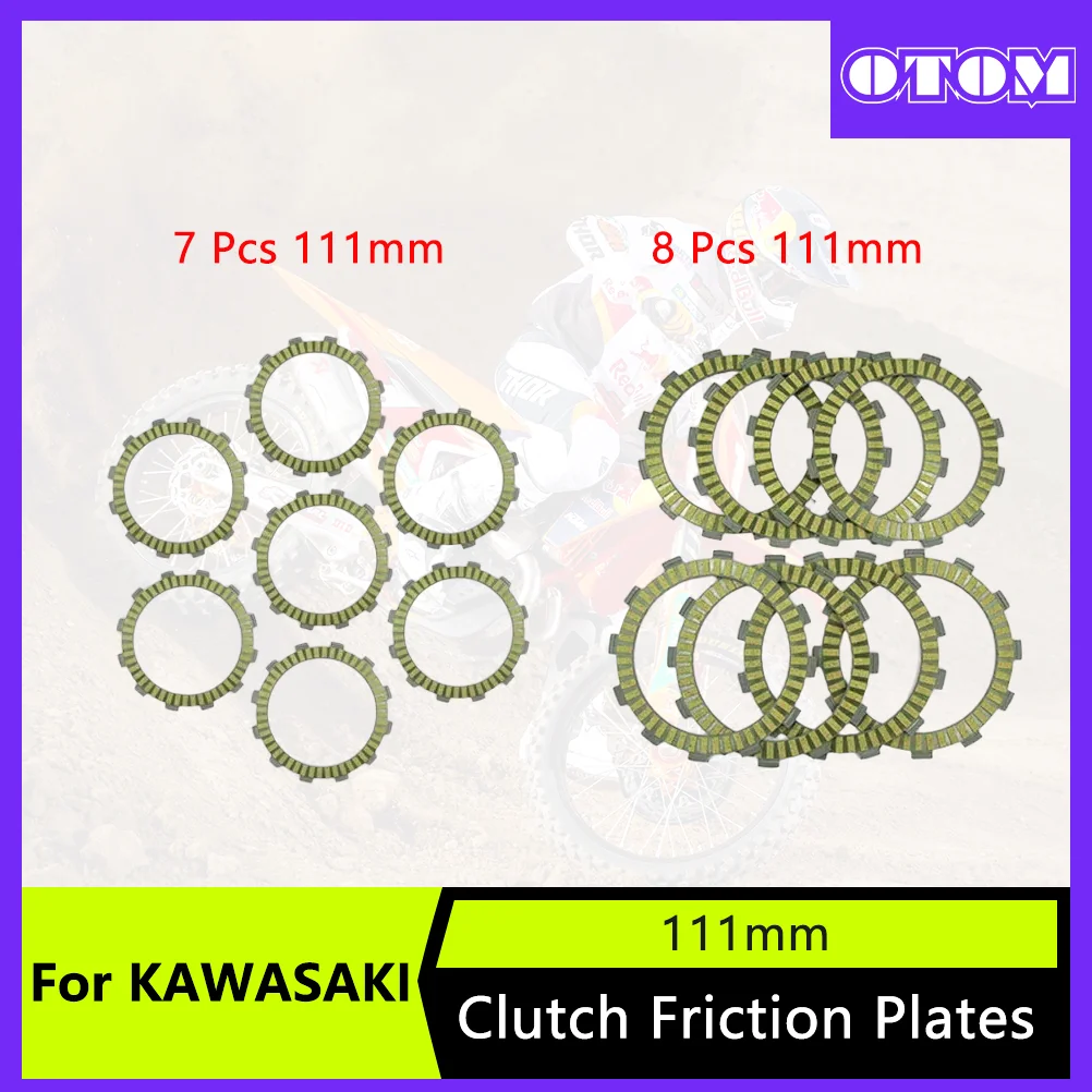 

OTOM Мотокросс 7/8 шт. 111 мм фрикционные диски сцепления на бумажной основе для KAWASAKI KX125 KX250F KX500 KDX250