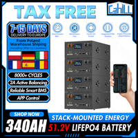 48V 340AH Lifepo4 Battery 8000+ cycle 17408Wh 2A Active Balancing 51.2V Rechargeable batteri Built in BMS For Home Energy System