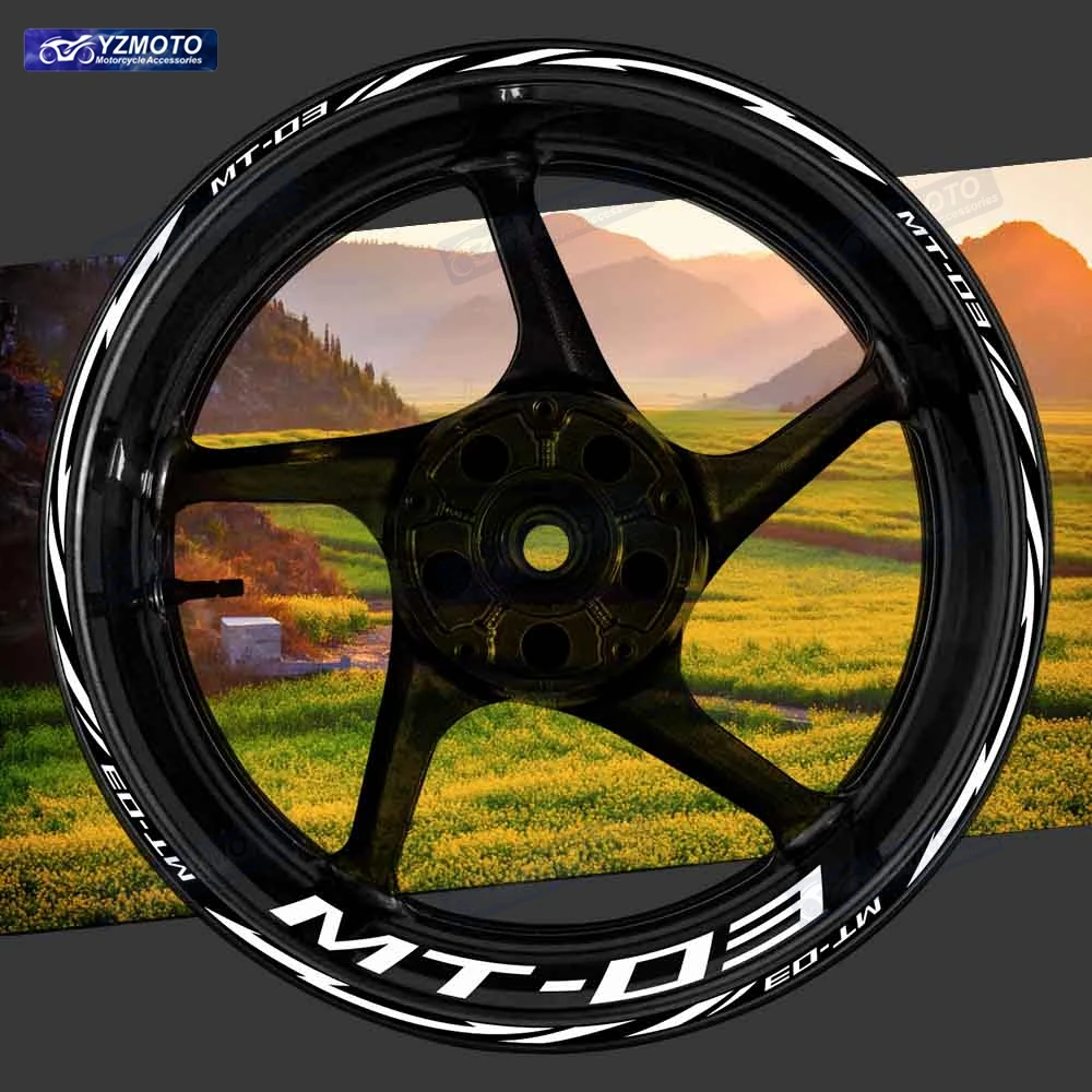 

For MT-03 MT03 Motorcycle Racing 17 Inch Front And Rear Wheel Stripe Sticker Decal Decorative Reflective Waterproof Rim Stickers