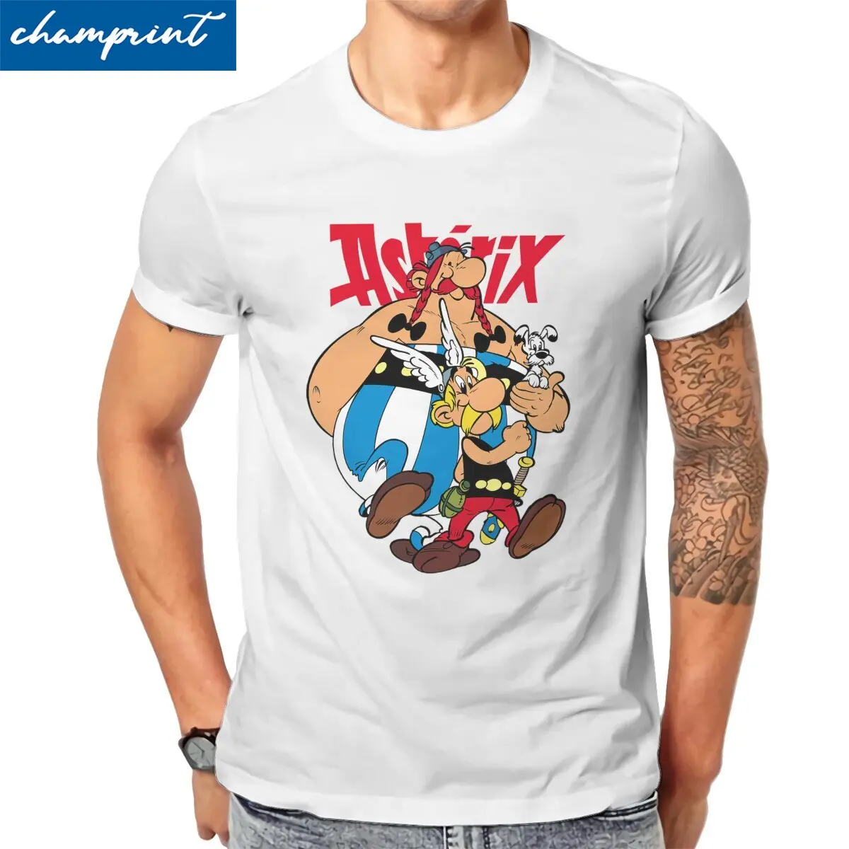 Asterix Obelix T-Shirts Men Cute Cartoon Funny Cotton Tees Crewneck Short Sleeve T Shirts Printed Clothes