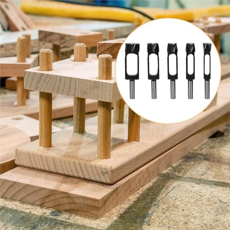 ABKS-Wood Hole Plug Cutter Set 5PCS For Woodworking- Drill Bit Kit Including Log Tenon Dowel Cork Storage Wooden Box