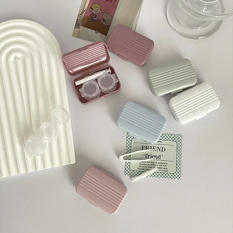 Ins Like A Fish Retro Simple Candy Color Compact Contact Lens Case Partner Box Pupil Care Box Flip Cover