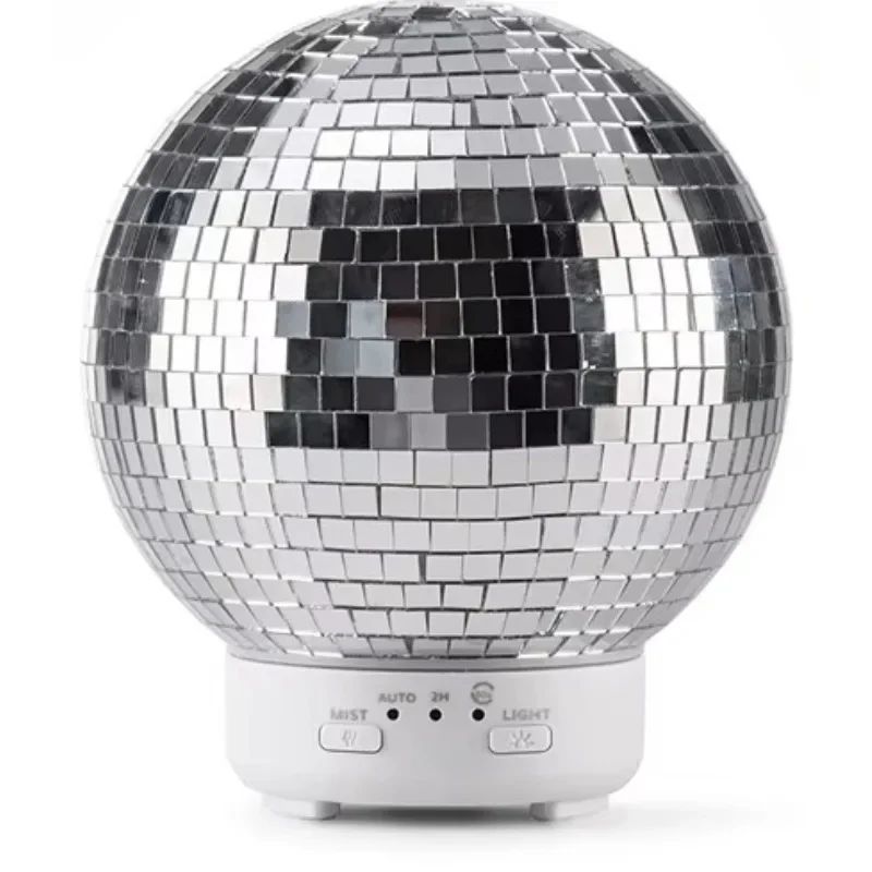 

Silver Unique Glass Rotary Laser Aromatherapy Essential Oils Aroma Humidifier Aroma Room Disco Ball Diffuser with Light