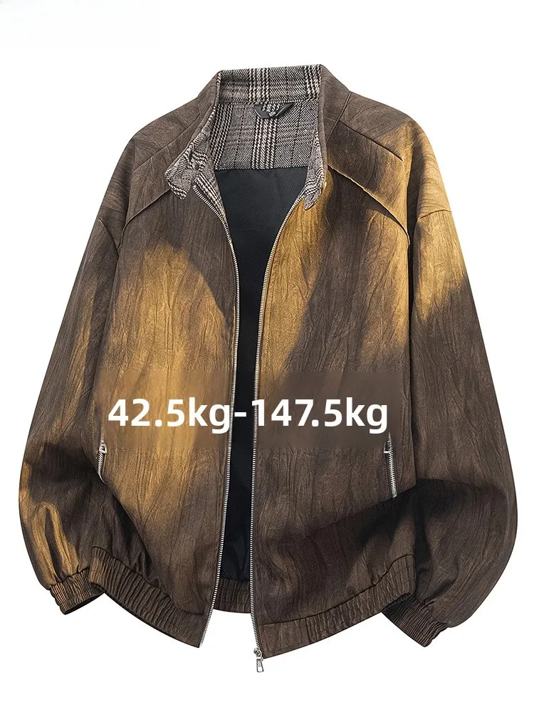 

American Sle Loose Fit Leather Jaet Men's Autumn New Retro Patchwork Stand Collar Casual Jaet Faion Urban Streetwear