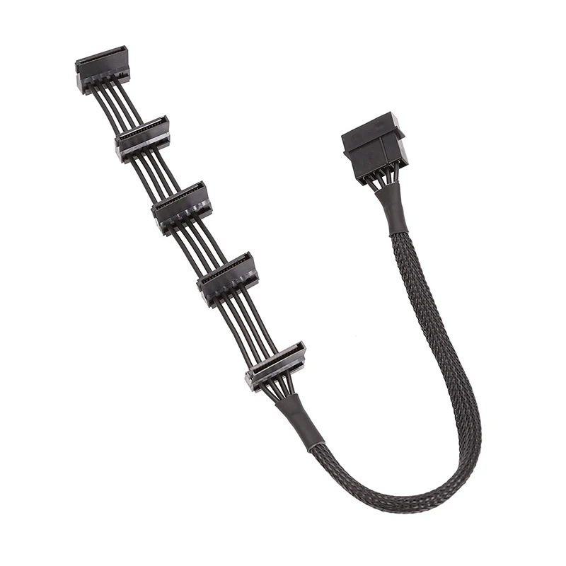 

1to5 PC Server ATX 4Pin IDE Molex to 5 Ports SATA Series ATA Power Supply Cable 18AWG 40cm for 5-Layer HDD Cage Cady