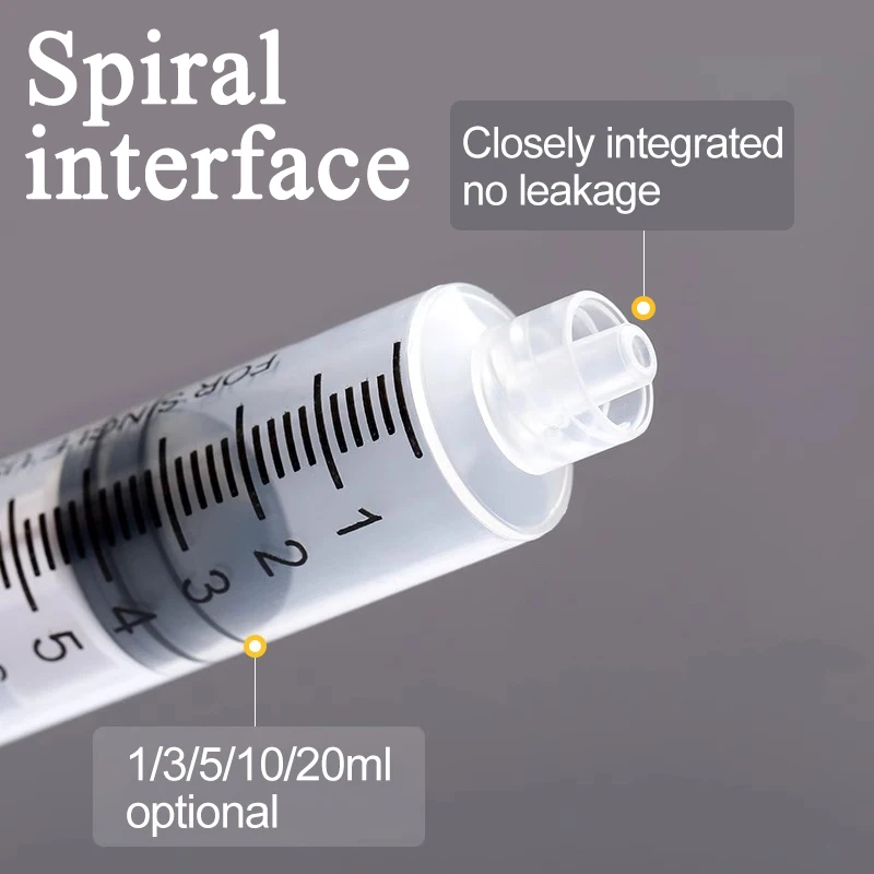 1ml/3ml/5ml/10ml/20ml Disposable Plastic Syringe for Refilling Measurement Nutrition Tools Screw Syringe