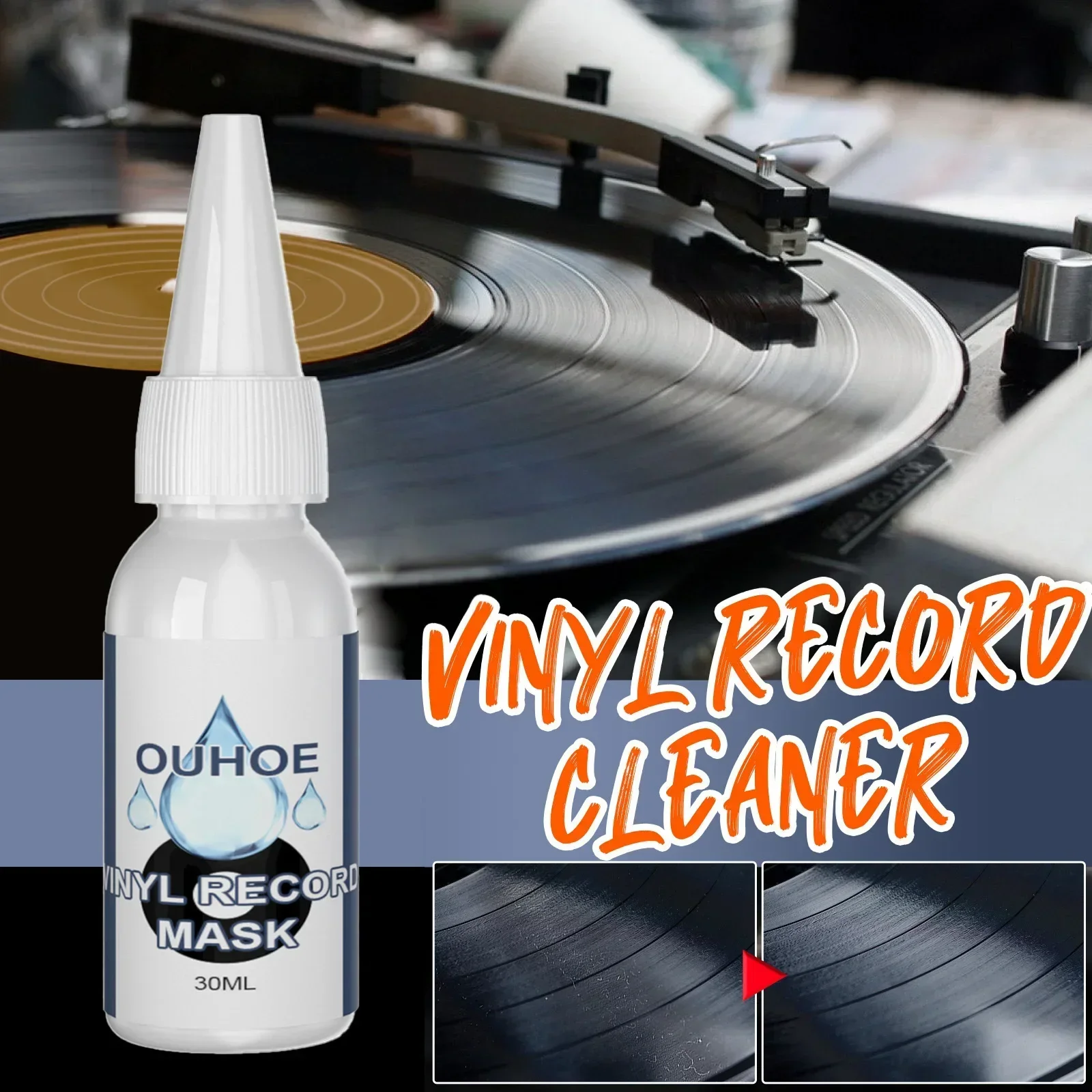 Vinyl Record Cleaner 30ml Vinyl LP/CD Record Professional Cleaner Cleaning Fluid Dust Removal Anti-static Spray Dishwashing