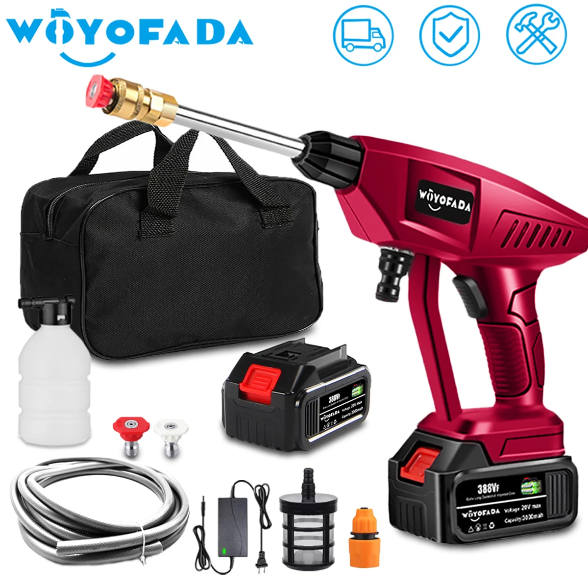 High Pressure Cleaner Car Wash Water Spay Gun Portable Washer Battery Rechargeable Mini Washing W/ Toolbag for Makita 18 Battery