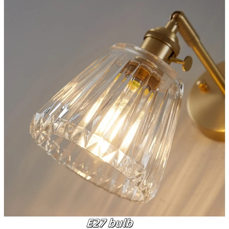 IWHD Up Down Rotate LED Wall Lights Study Cafe Nordic Modern Simple Clear Glass Copper Knob Switch Plug In Bedside Lmap Lighting