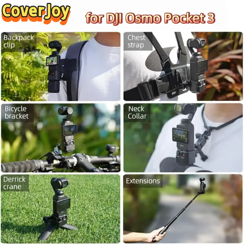 

CoverJoy Rabbit Cage Frame for DJI Osmo Pocket 3 Protective Case with Cold Shoe Mount & Chest Strap Clip Camera Accessories