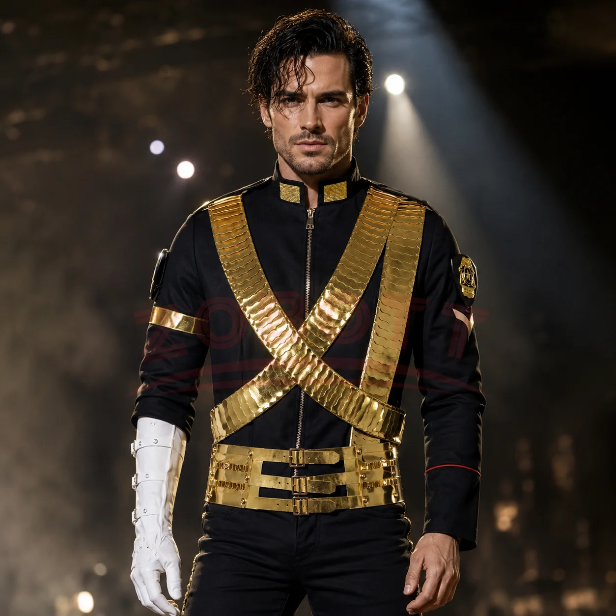 Hot Michael Joseph Jackson Classic JAM Jacket & Metal Belt Bullet Punk Exactly Same High Collection Halloween Costumes view 2