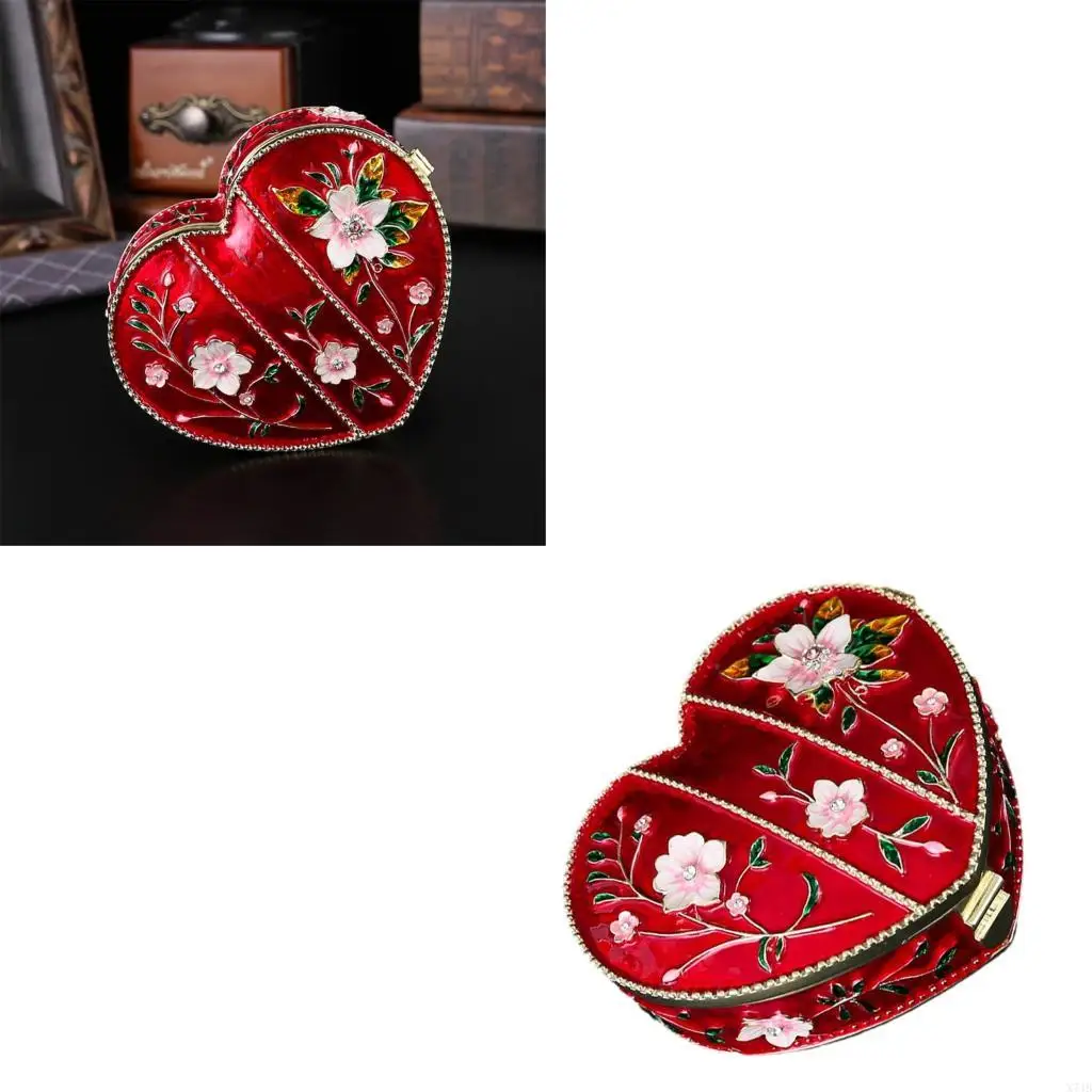

Портативная шкатулка для драгоценностей в форме сердца, водонепроницаемая внешняя ткань с внутренней подкладкой для безопасной
