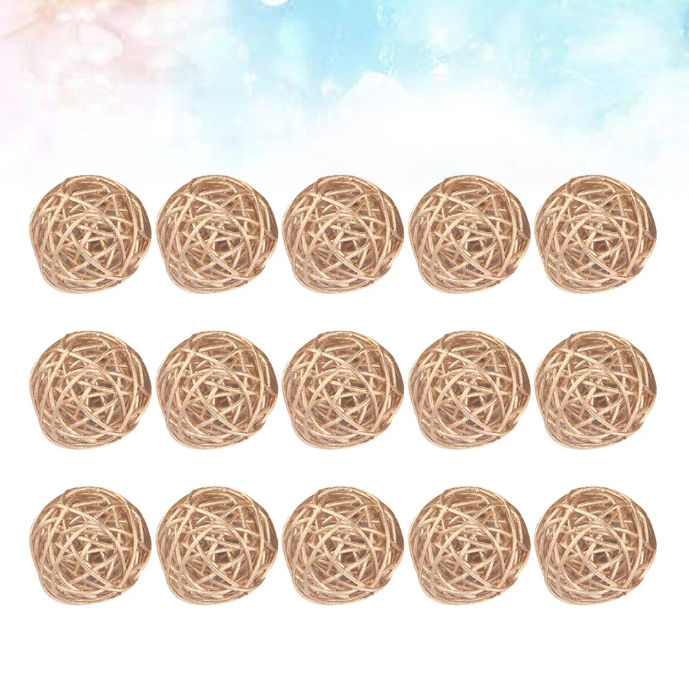 

15 Pcs DIY Hanging Tree Ornaments Ball Decorations Takraw Vine Pendants Wooden