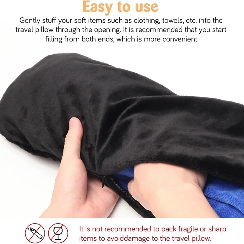 Travel Pillow Stuffable With Clothes As Carry-On,Multifunctional U-Shaped Pillowcase For Business, Trip, Outdoor