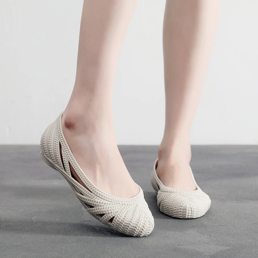 sandals beach flat jelly shoes hollow slip-ons soft-soled rain boots summer sandals Shallow Mouth Feet Roman clogs
