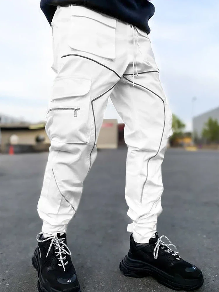 Men's Cargo Pants Techwear Multi Pocket White Male Trousers Multipockets Sports Joggers Summer Stacked High Quality Aesthetic