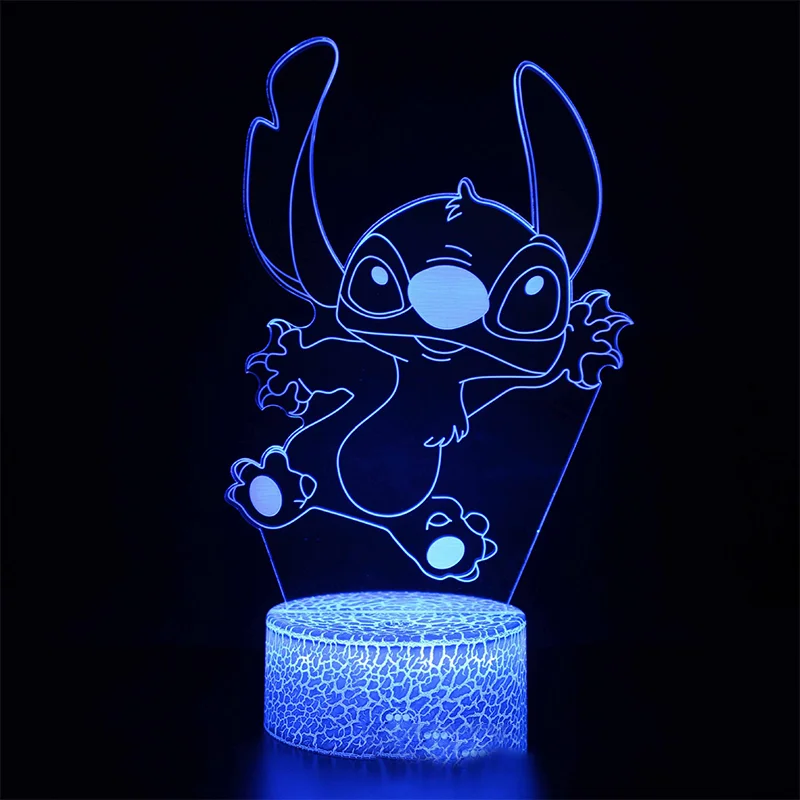 Disney-Lilo e Ponto Figuras de Luz LED para Crianças, Bebê Estrela, USB Toque Colorido, Controle Remoto, 3D Desk Lamp, Night Light, Presente de