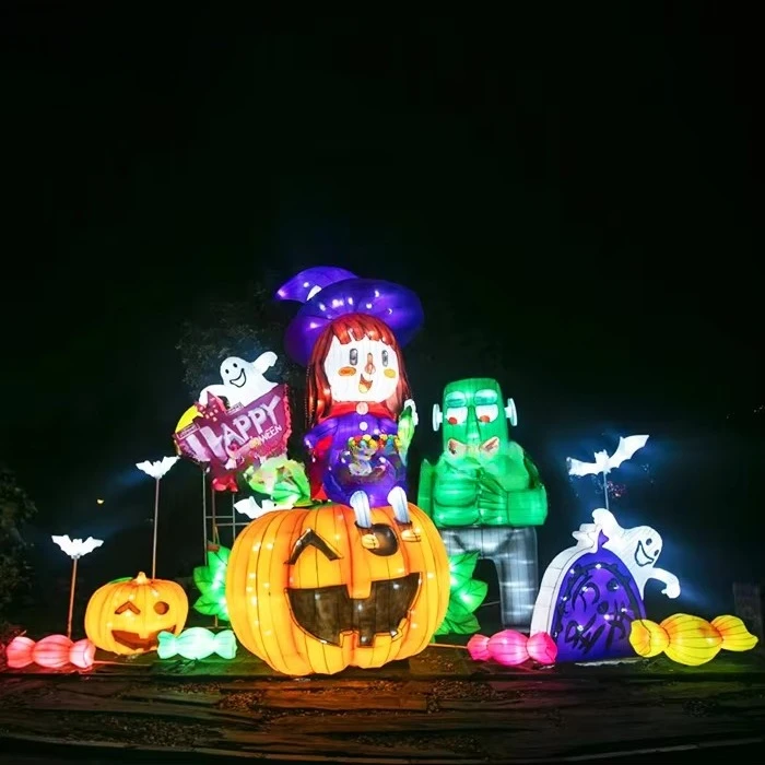 زينة فانوس كبيرة مقاومة للماء على شكل يقطين الهالوين