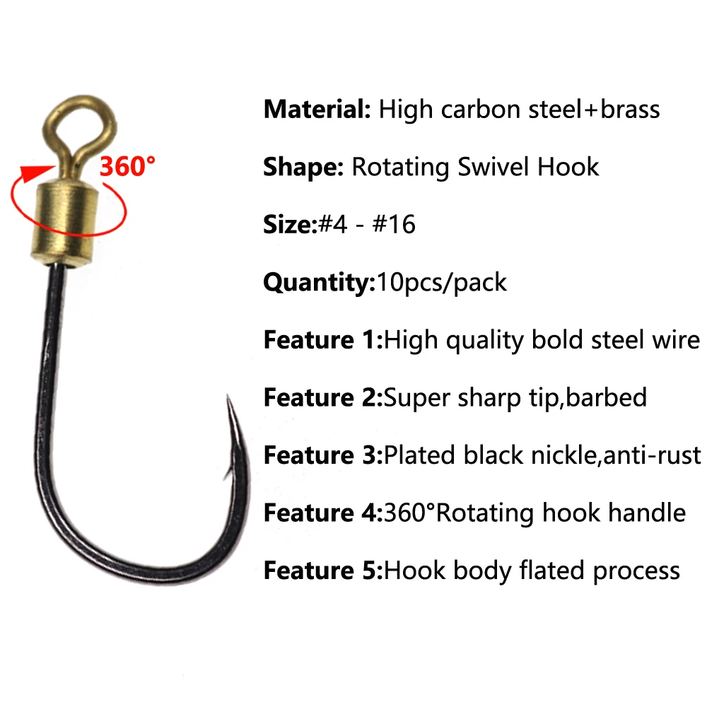 Lionriver Bearing Rolling 360° Swivel Hign Carbon Steel  Fishing Hook Connect With lure Bait For Saltwater Freshwarter Fishing