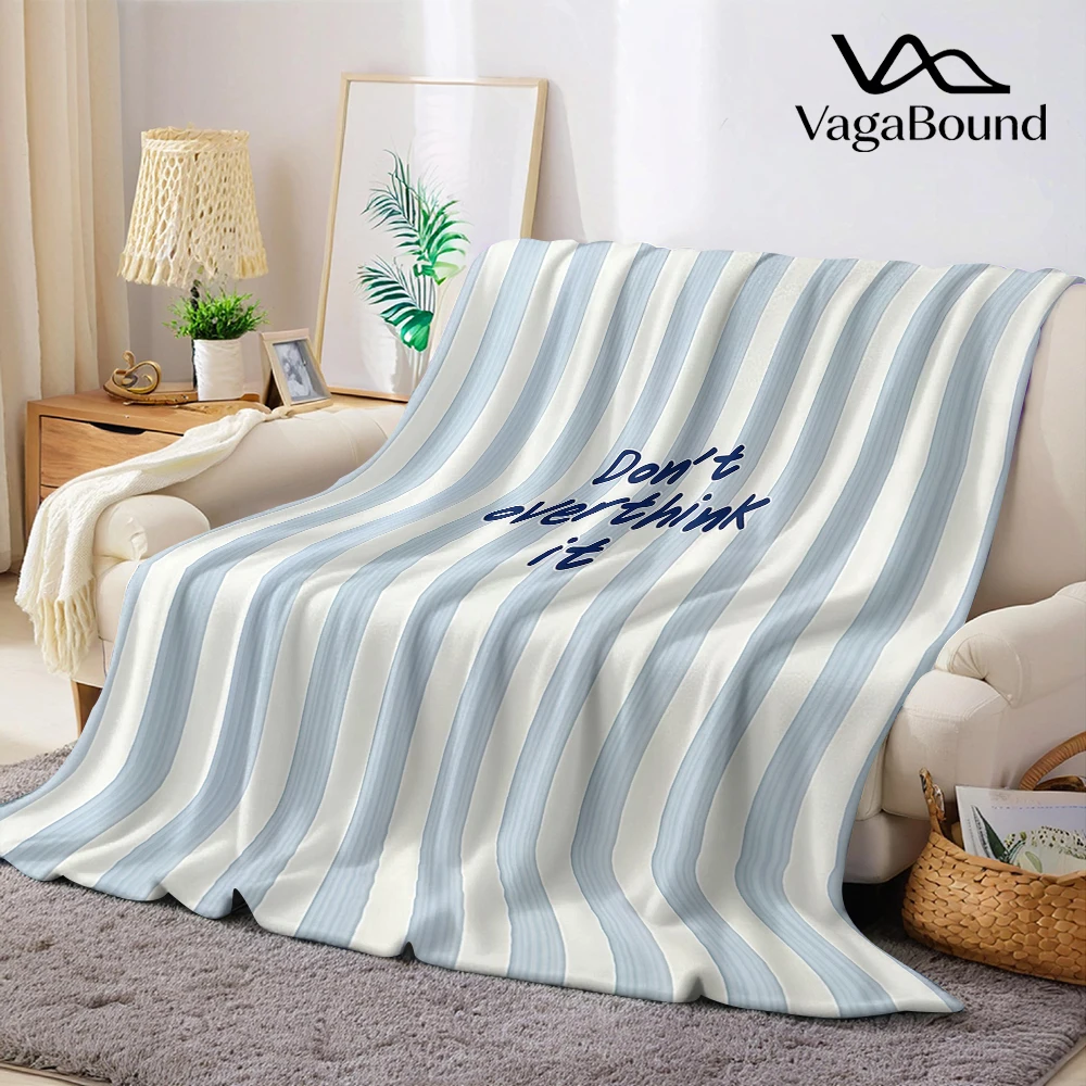 Couverture en flanelle Coastal Stripes Mindfulness, chaude et douce, pour Halloween, Noël, canapé, décoration confortable, cadeau pour toutes les saisons