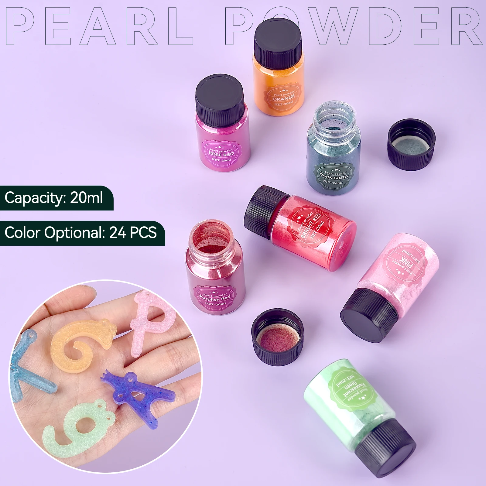 24 Farben, 10 g Epoxidharz-Farbstoff, Glimmerpulver, Pigmente-Set, Harz, Glimmer, Perlglanzharz, Perlenbox, verpackt, Glimmer-Farbstoffe