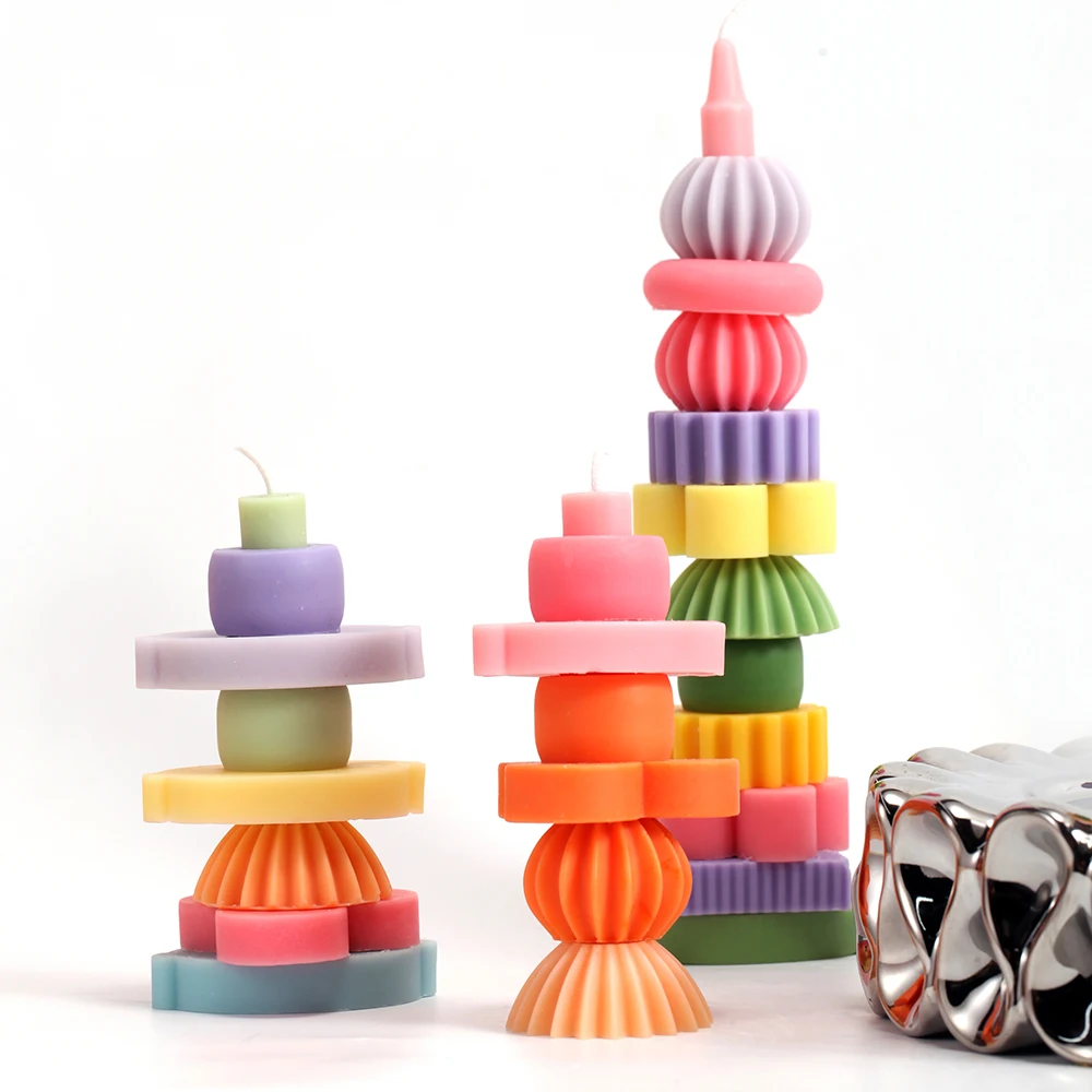 Stackable Candle Mold Aromatherapy Wax Modular Candle Silicone Mould DIY Handmade Home Decoration Tools