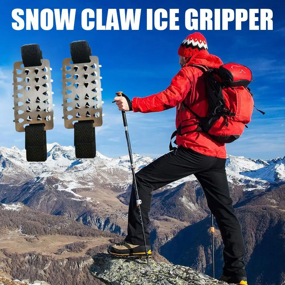 1 Pair Claw Ice Gripper Anti Camping Shoes Portable 26 Teeth Cover Camping Equipment Crampons Anti-skid Ice Climbing Tools