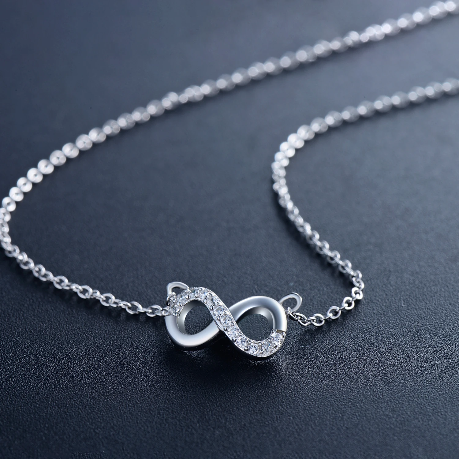 Modian 2021 Sale Solid 925 Sterling Silver Jewelry Set Clear CZ Infinite Love Ring Classic Stud Earrings Fashion Necklace Chain