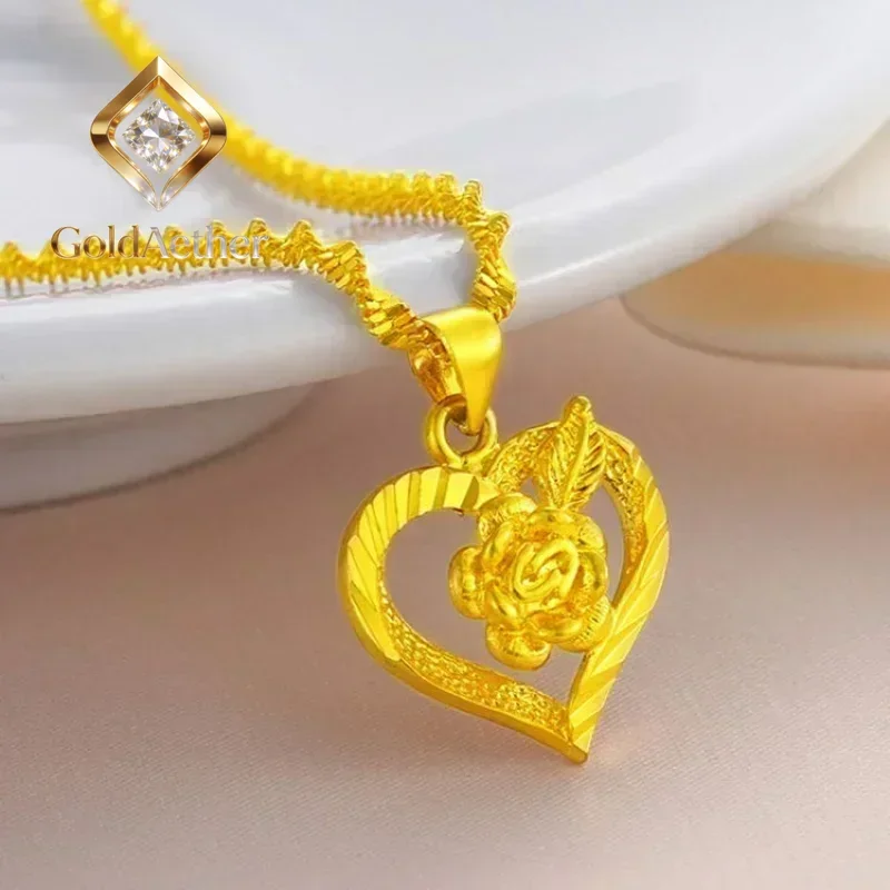 

GoldAether 24K Yellow Gold 9999 Real Women's Necklace Pendant, Ideal for Fashion - conscious Jewelry Lovers
