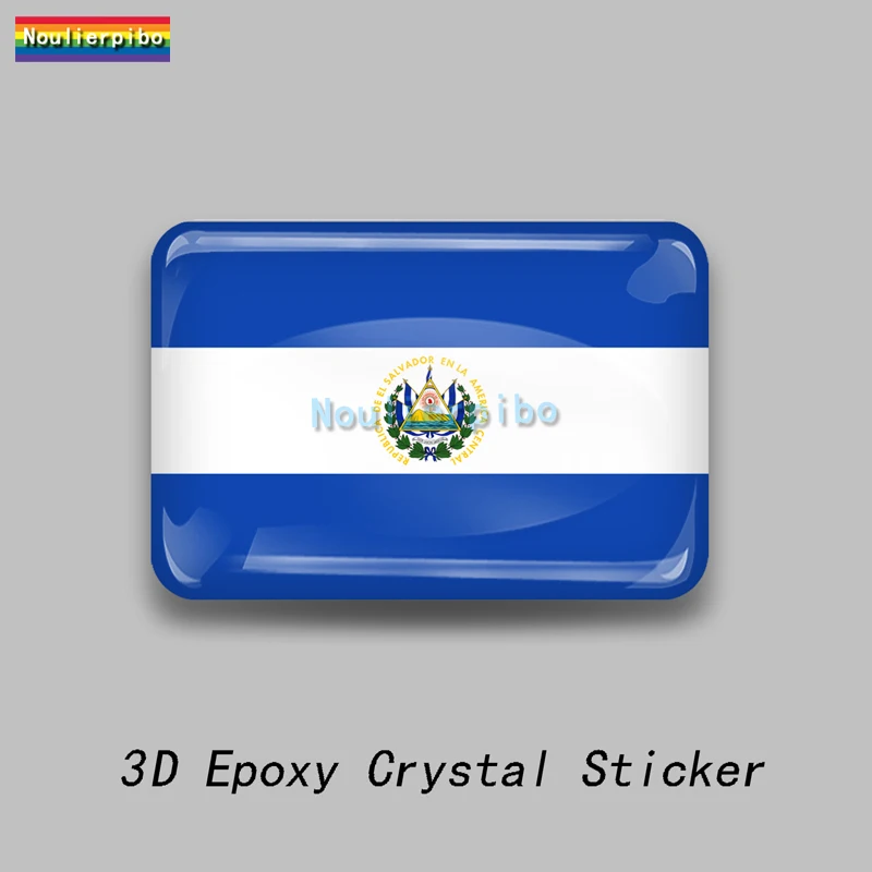 3D Epoxy Resin Car Dome Sticker El Salvador Flag National Emblem PVC Car Motorcycle Trolley Case Laptop Cell Phone Vinyl Decal