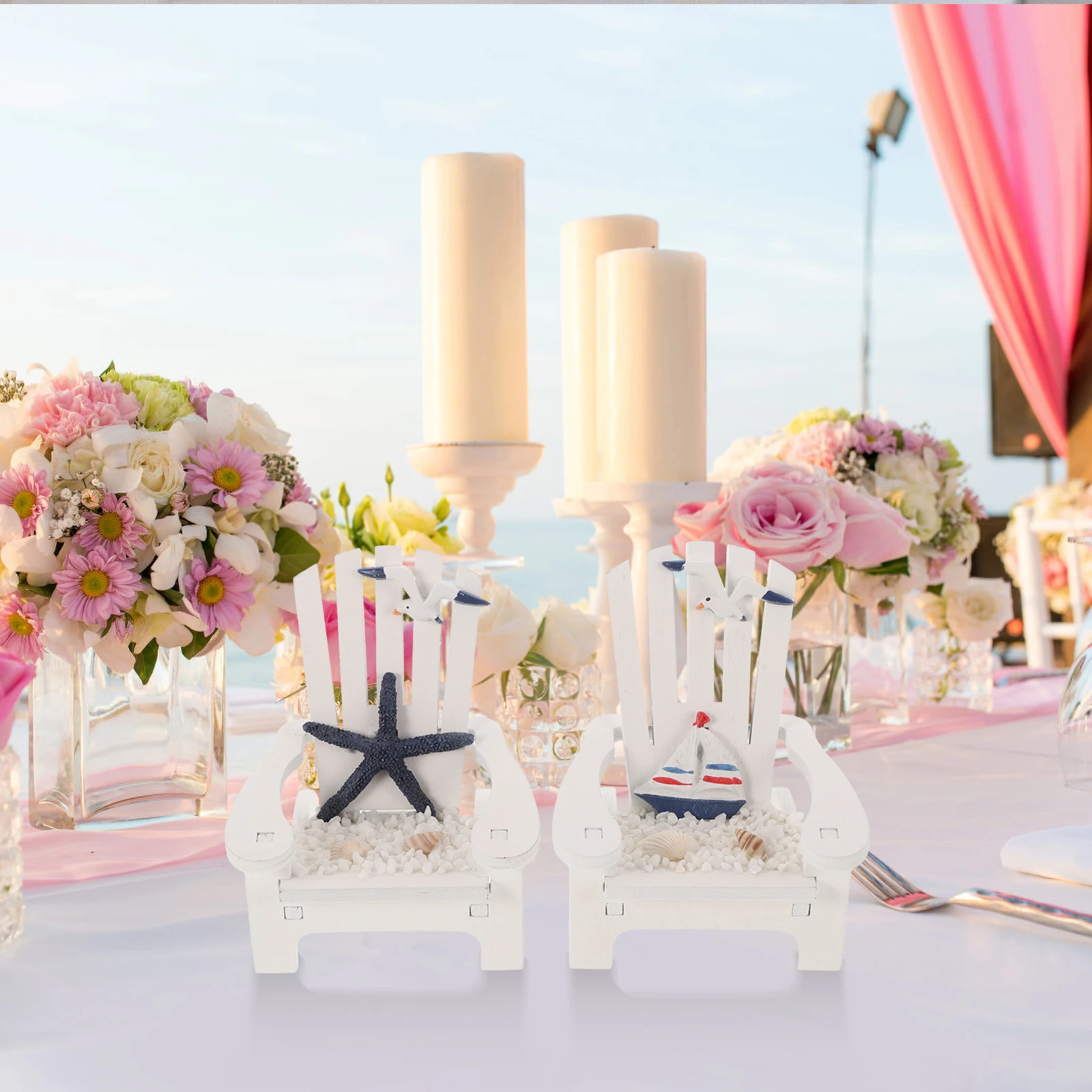 

2pcs Miniature Wood Chair Beach Decorations Elegant Nautical Ornaments for Bedroom Living Room Office Christmas Gifts