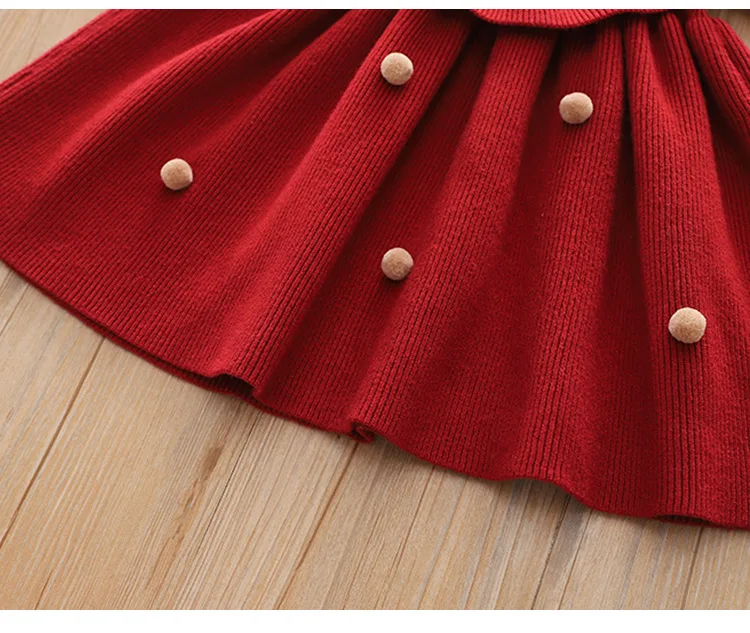 عيد الميلاد محبوك فستان طفل الفتيات الأطفال فستان عيد الميلاد الخريف طفل الفتيات فستان أحمر الاطفال فساتين الأميرة 01 2 3 4 5 سنوات