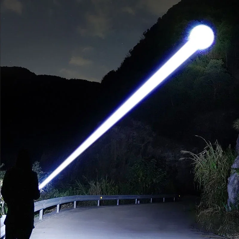 Powerful 500W Led Flashlight Telescopic Zoom 5000 Meters Rechargeable Flashlight Waterproof Torch Tactical Lantern As Power Bank