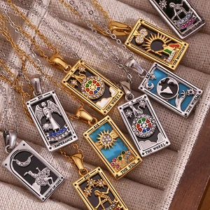 E.B. Belle-Aço Inoxidável O-Chain Colar, Tarot Star Moon Sun Lovers Pingente, Design original, Novo em Jóias, 1 Peça 10 principais vendas diabolik lovers colar - №3