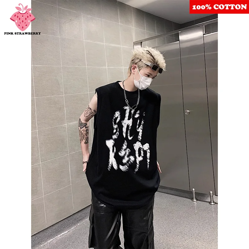 

American style Black Vest Men Summer 2025 New Letter Print Sport Fitness Swimming Run Shirt Sleeveless Vest Quick Dry Y2k Top