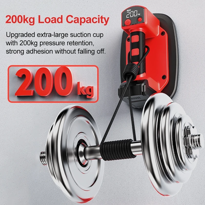 Ventouse électrique sous vide numérique LED, charge 200KG, forte aspiration, manipulation robuste, tasse de carrelage, grande pompe à main, aspiration sous vide