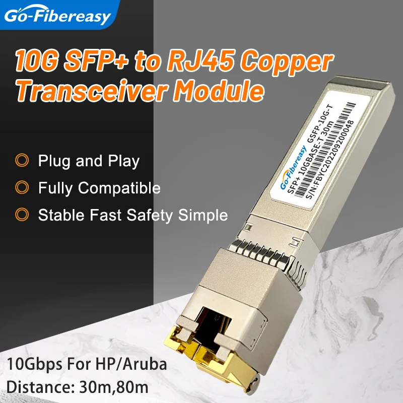 10Gb SFP+ to RJ45 Transceiver Module Compatible With Aruba/HP Fiber Switch 10GBase-TX RJ45 Copper 30m or 80m SFP Optical Module