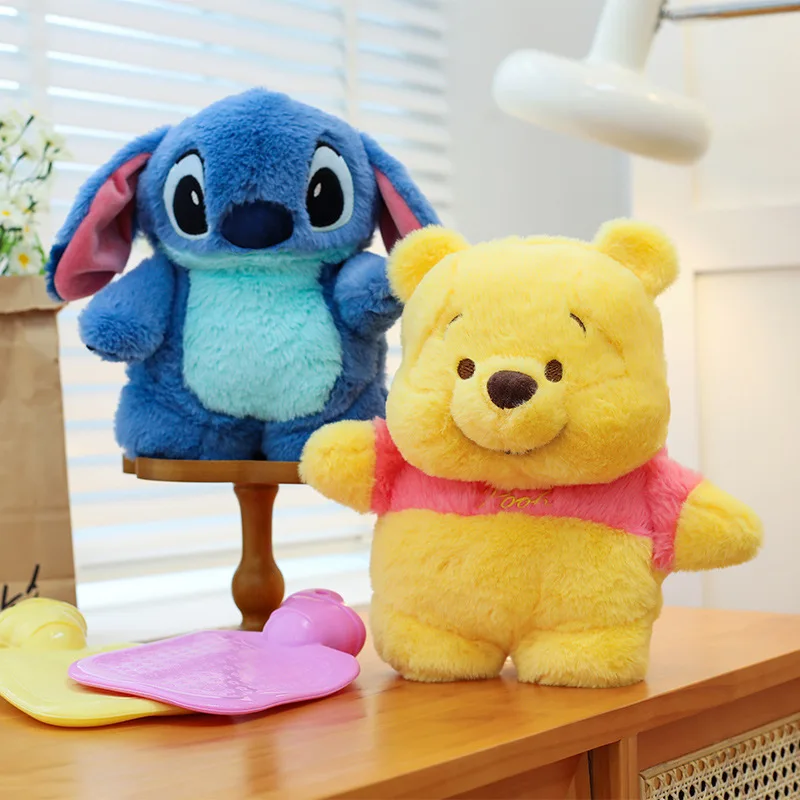 Cartoon Hand Warmer Stitch Doll Strawberry Bear Water Filled Hot Water Bag Cute Plush Toy Warm Handbag Holiday Gift Toy