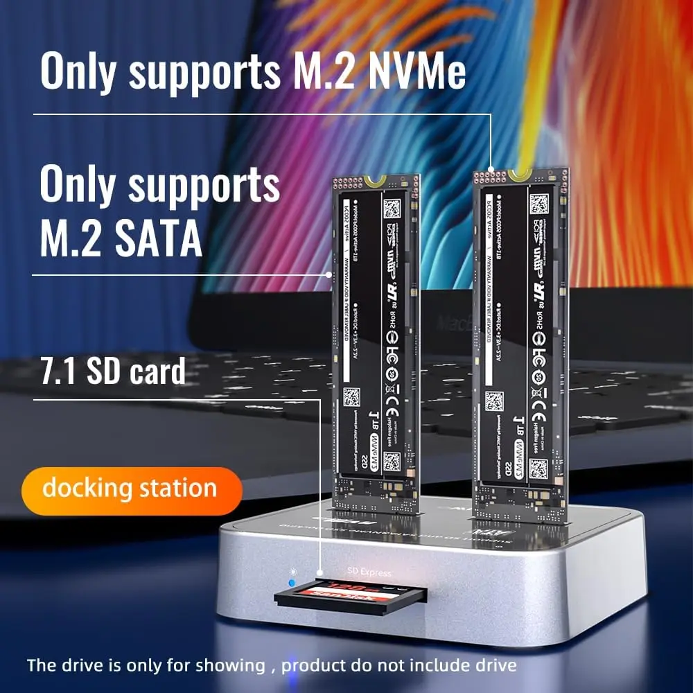 MAIWO M2 NVMe SATA SD 2 Bay SSD estación de acoplamiento 10Gbps USB3.1 Gen2 PCIe portátil M2 SSD lector adaptador carcasa soporte tarjeta SD