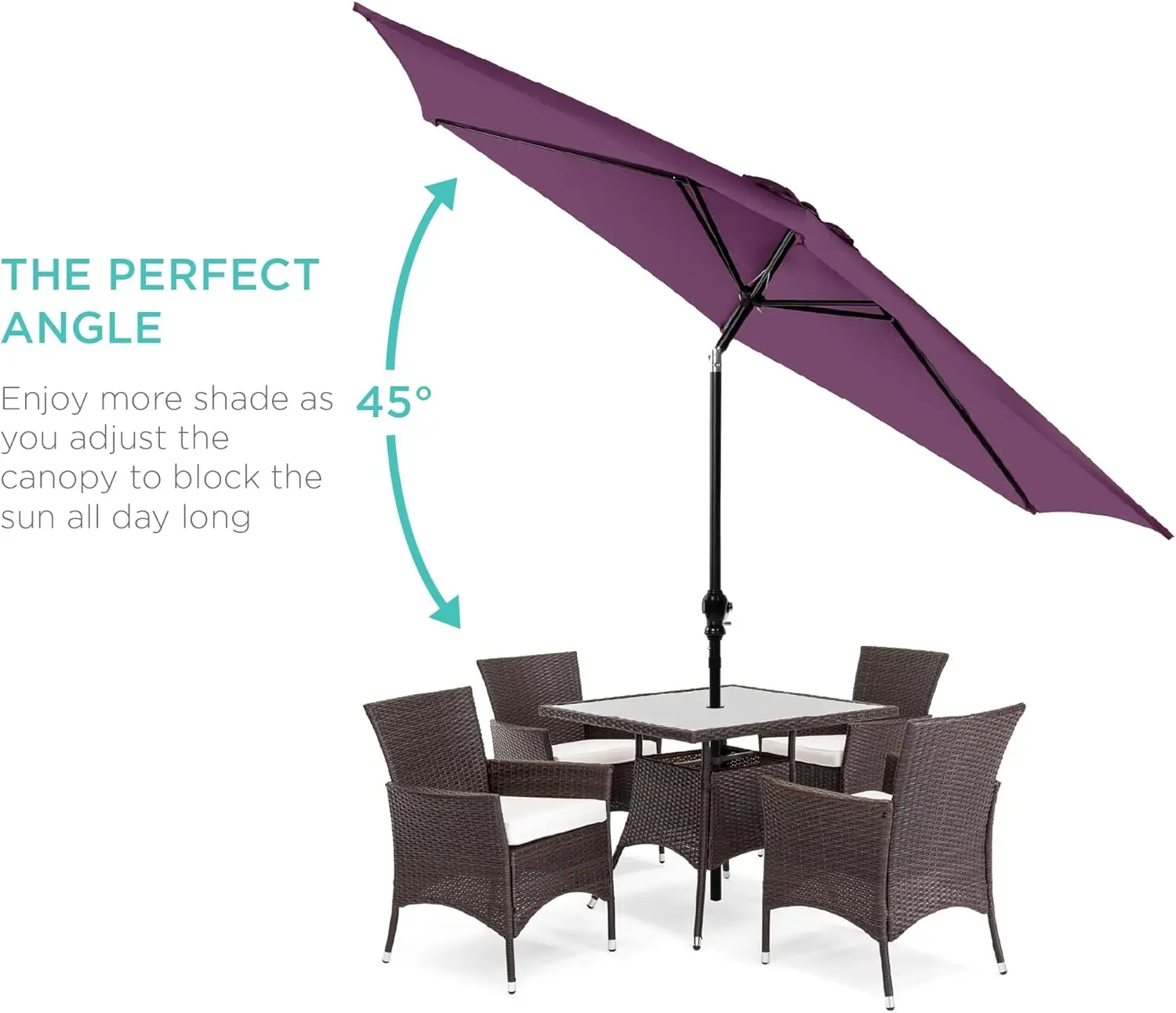 10ft Outdoor Steel Polyester Market Patio Umbrella w/Crank, Easy Push Button, Tilt, Table Compatible - Amethyst Purple